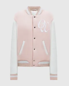 Off-White Bomber combinato rosa con ricamo logo OWEK006F24FAB001