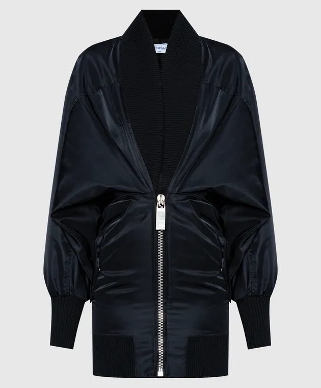 Off-White Mini abito bomber drappeggiato nero NY OWDB502F23FAB002