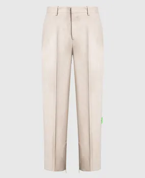 Off-White Pantaloni beige in lana OMCA248F22FAB001