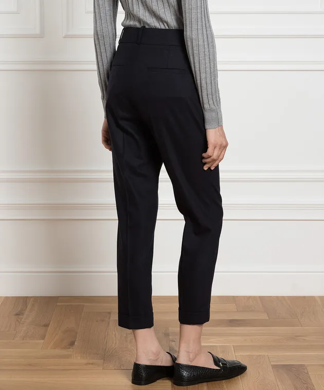 Peserico Pantaloni blu in lana e cashmere P04629U03358