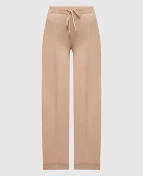 Peserico Pantaloni della tuta beige realizzati in lana, seta e cashmere con catena monil A94076F1209018