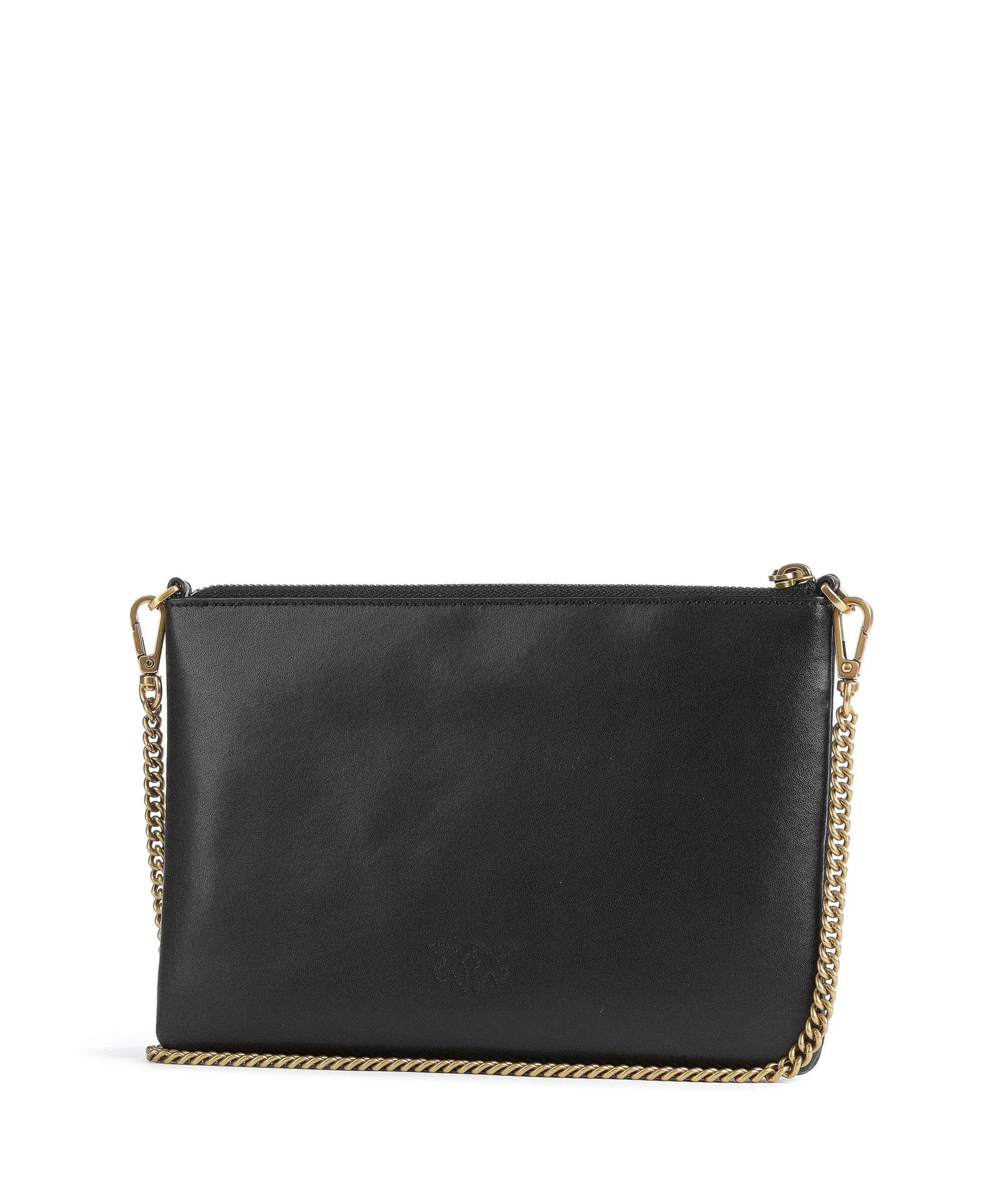  Pinko Flat Classic Borsa a tracolla pelle di vacchetta finemente grana nero  