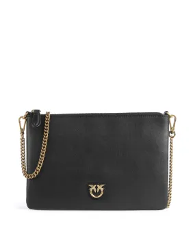  Pinko Flat Classic Borsa a tracolla pelle di vacchetta finemente grana nero  