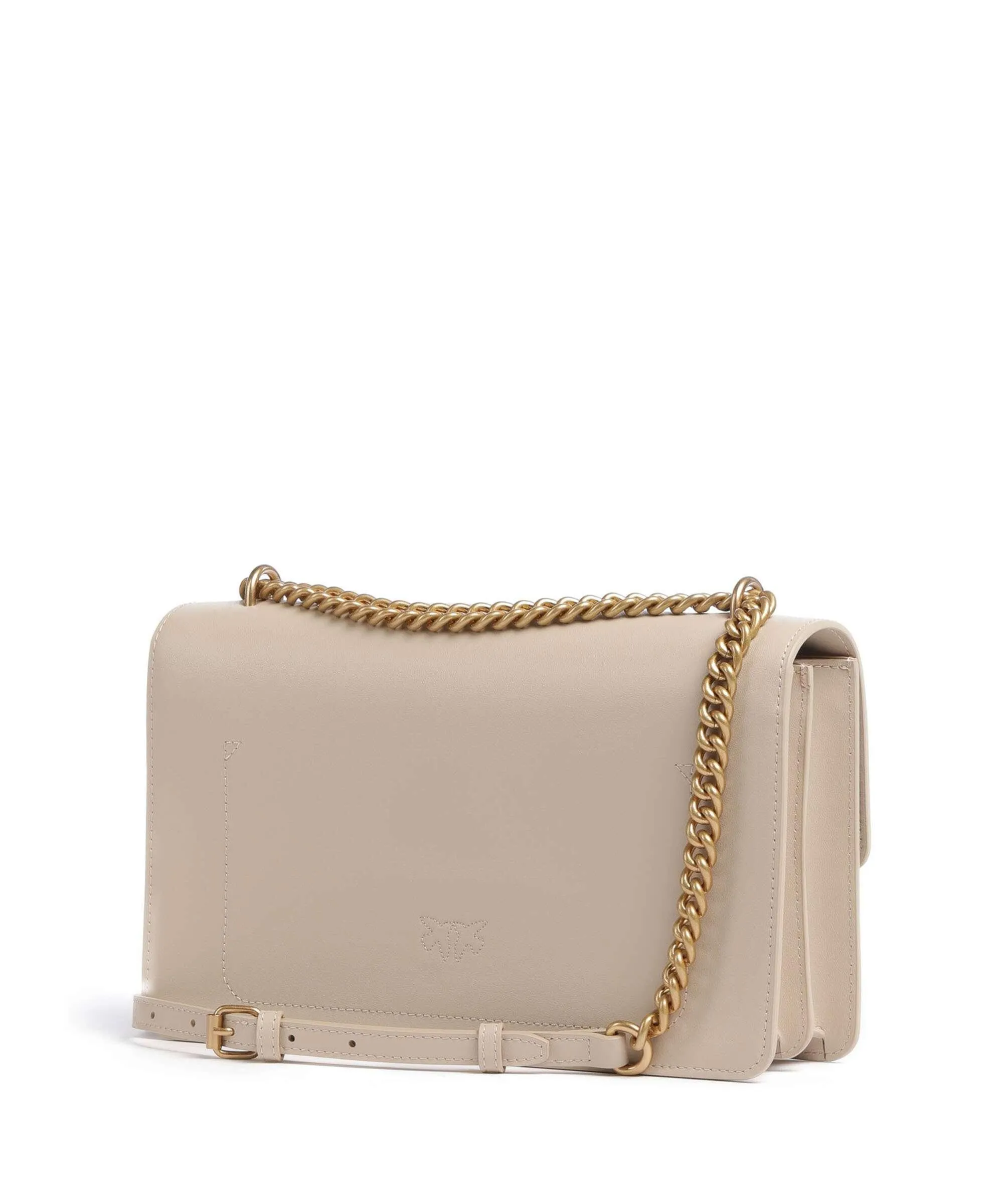  Pinko Love One Classic Borsa a spalla pelle di vacchetta finemente grana beige  