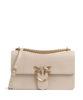  Pinko Love One Classic Borsa a spalla pelle di vacchetta finemente grana beige  