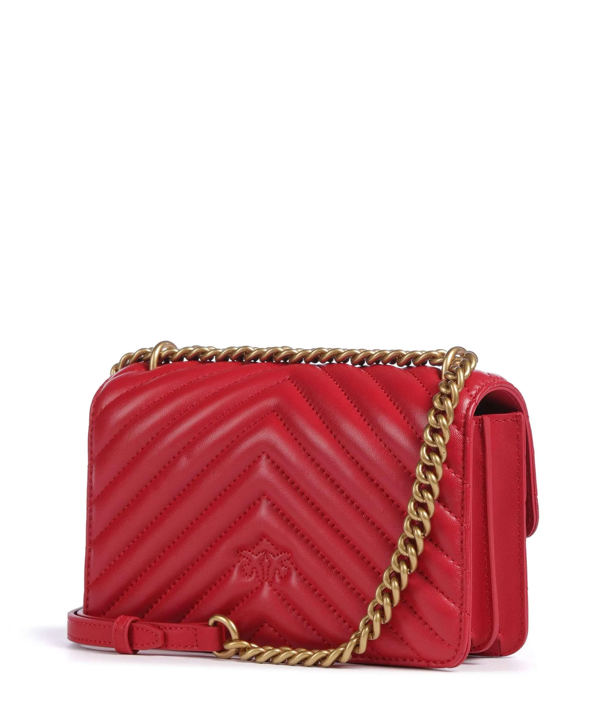  Pinko Love One Mini Borsa a spalla pelle a grana fine rosso  