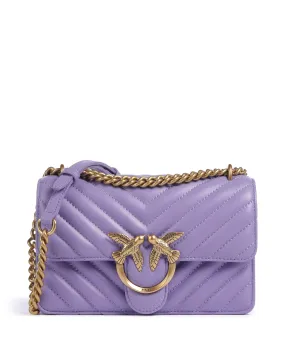  Pinko Love One Mini Borsa a spalla pelle a grana fine viola  