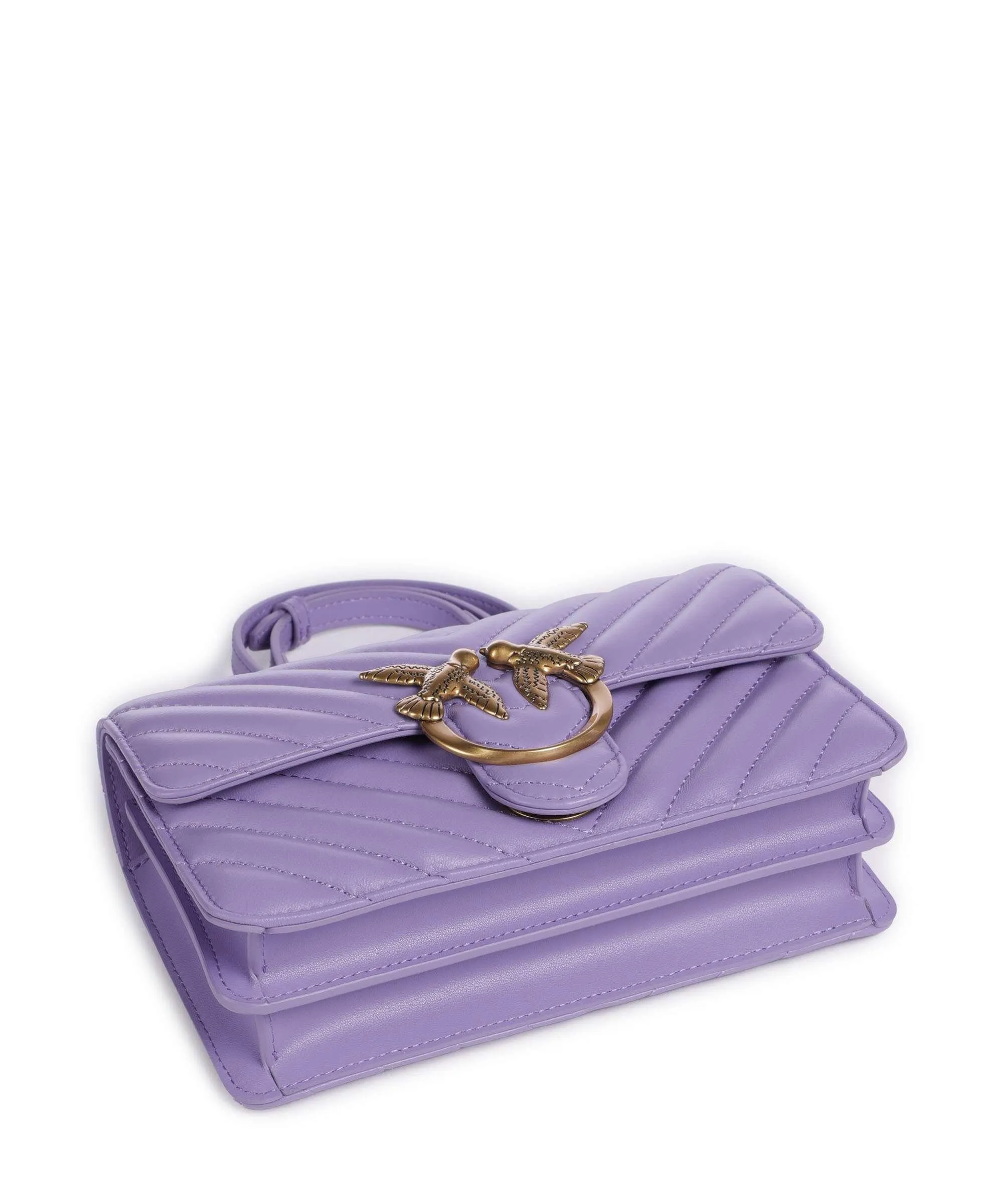  Pinko Love One Mini Borsa a spalla pelle a grana fine viola  