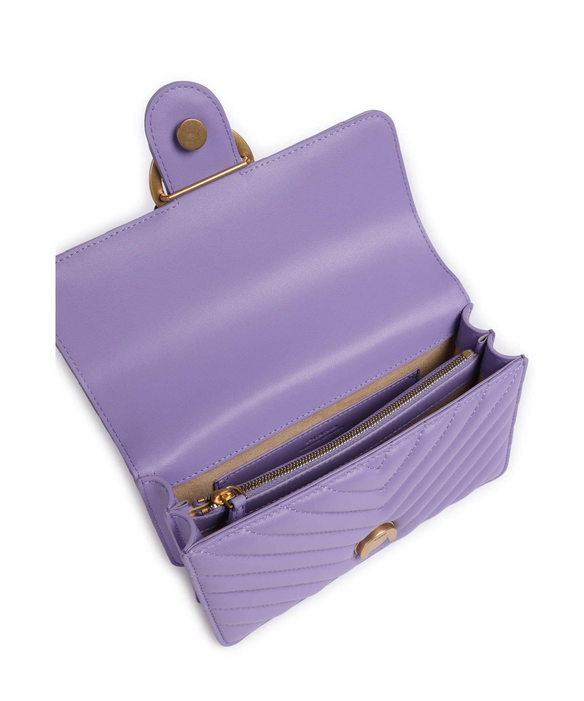  Pinko Love One Mini Borsa a spalla pelle a grana fine viola  