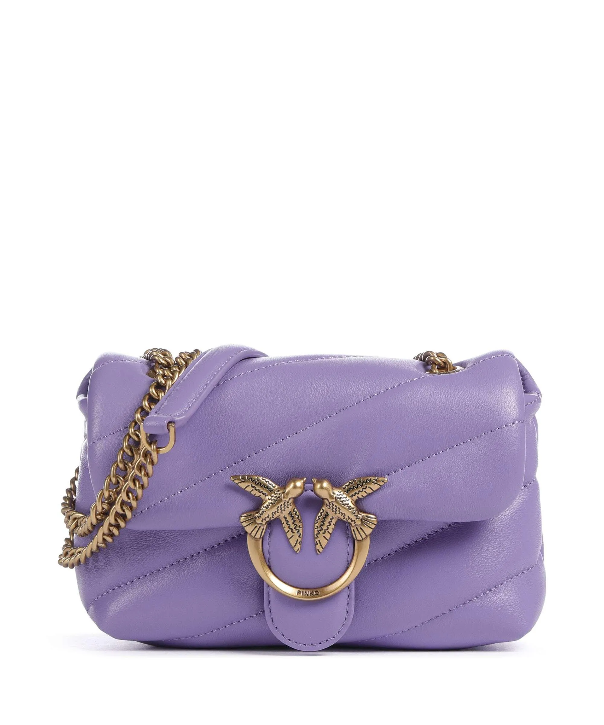  Pinko Love Puff Baby Borsa a spalla pelle di pecora viola  