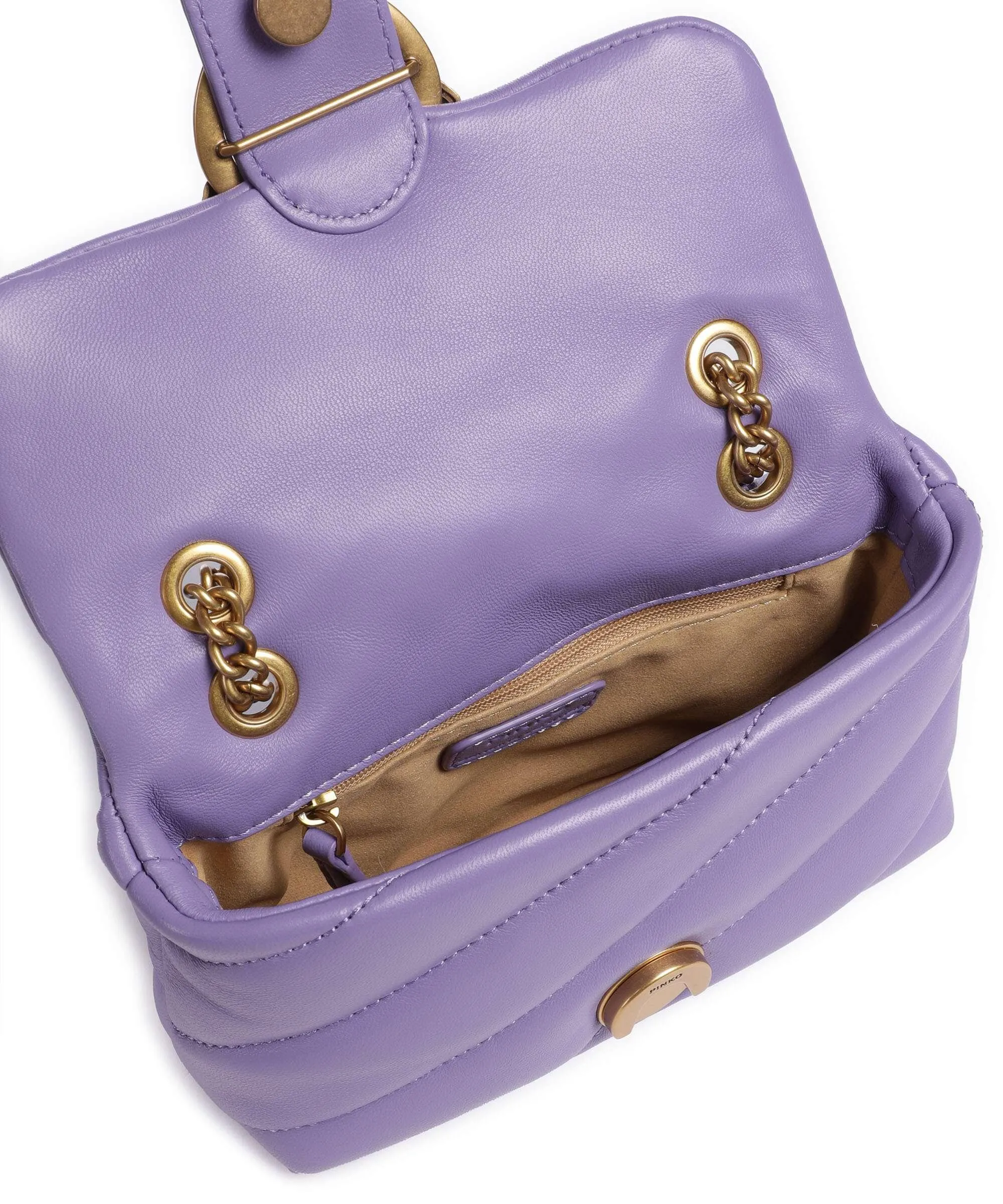  Pinko Love Puff Baby Borsa a spalla pelle di pecora viola  