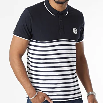 Polo manica corta blu navy bianco