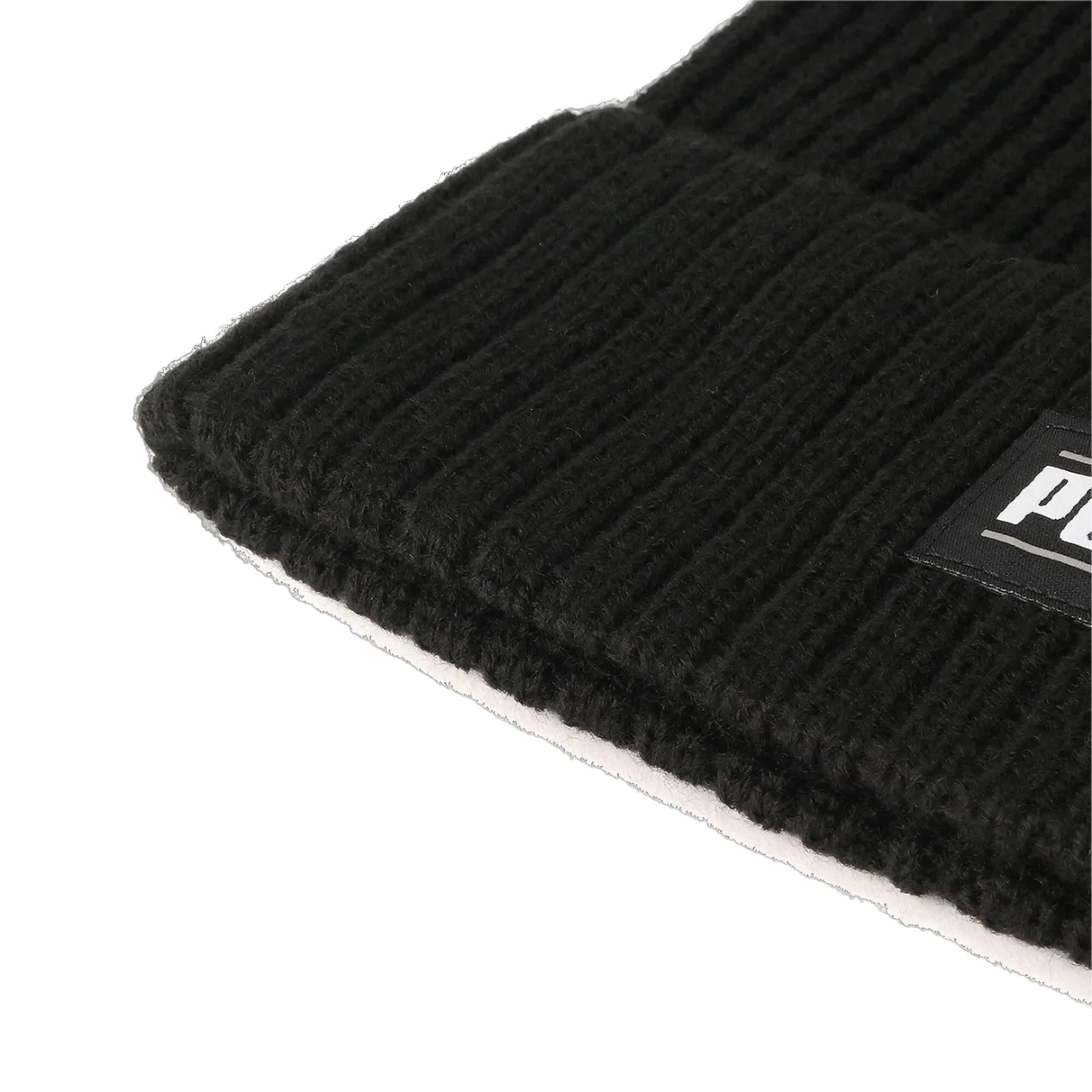 Puma cappello a cuffia a coste con logo petch 024038-01 nero. Taglia unica