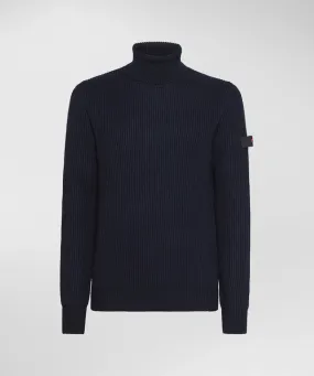 Ribbed Turtleneck Sweater / Blue