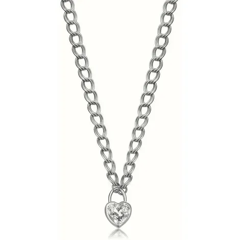 SAGAPO Collana in acciaio my love argento con cuore 