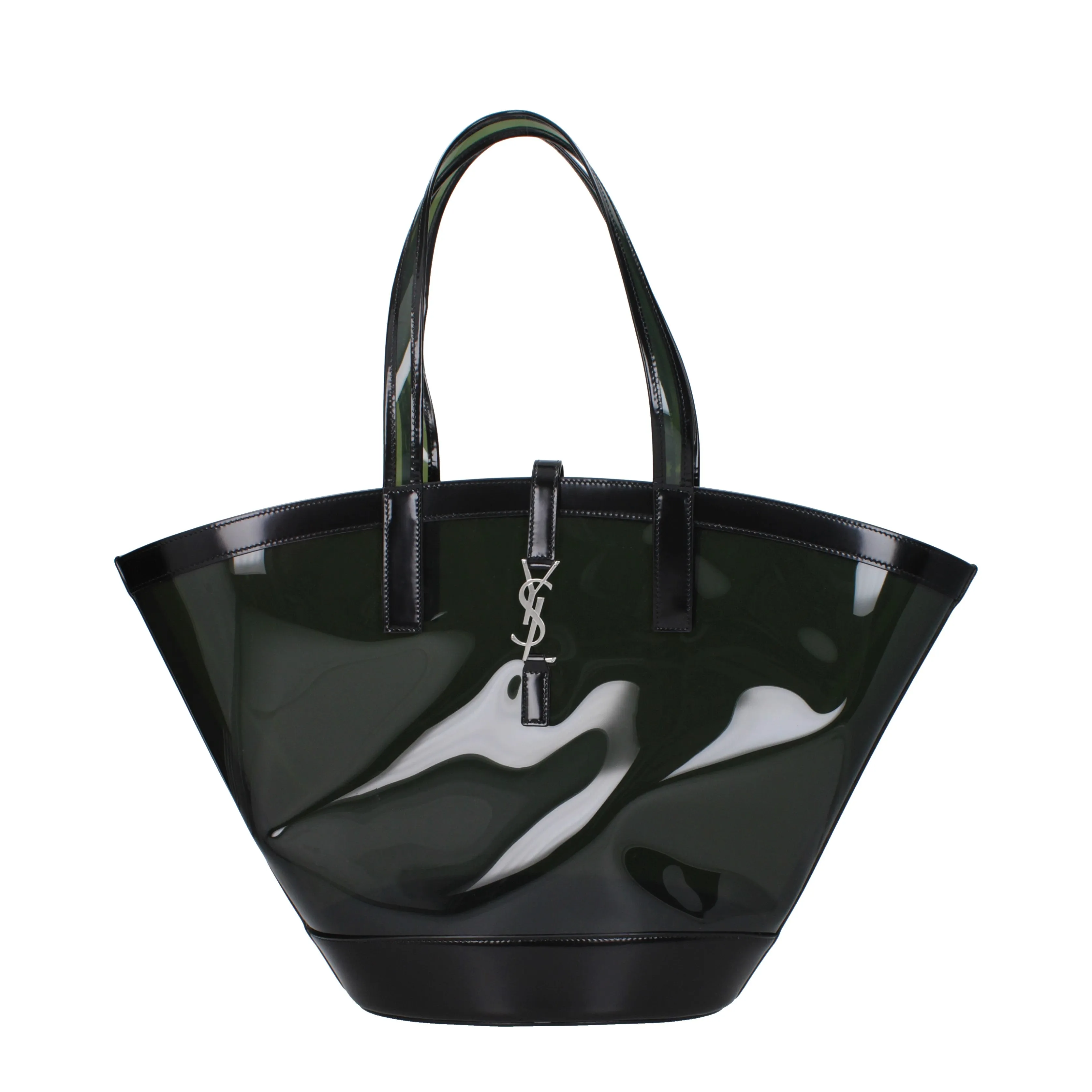 Saint Laurent Borse a Spalla Panier Donna PVC Nero/Menta