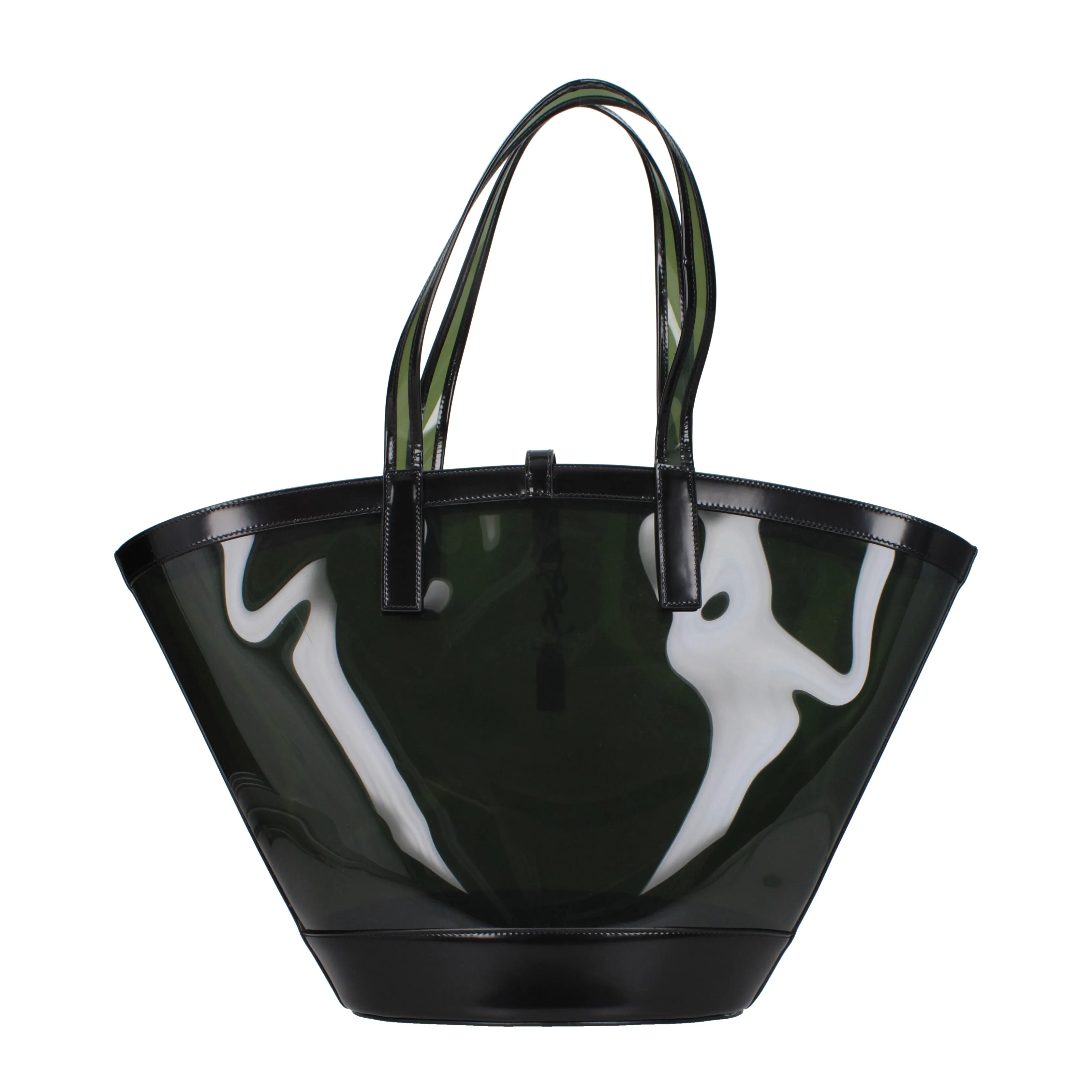 Saint Laurent Borse a Spalla Panier Donna PVC Nero/Menta