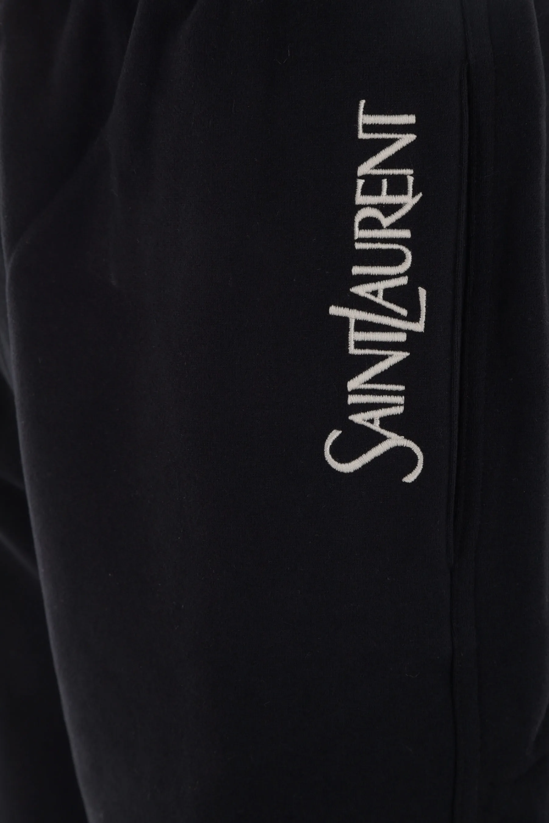  SAINT LAURENT pantalone corto jogging oversize in pile ricamo logo 