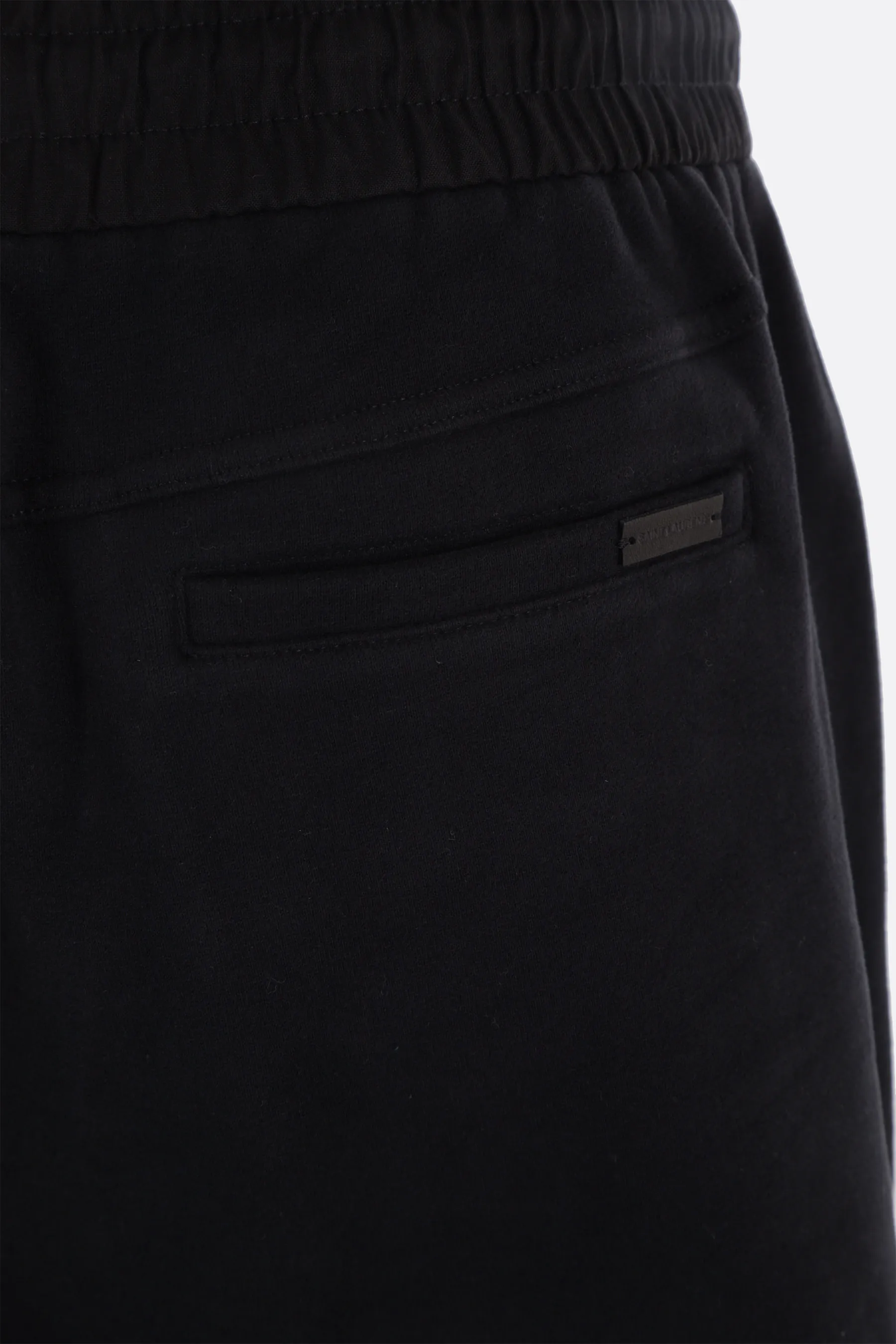  SAINT LAURENT pantalone corto jogging oversize in pile ricamo logo 