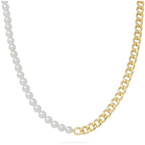 SARNIORO Collana con catena e perle in argento 925 gold 