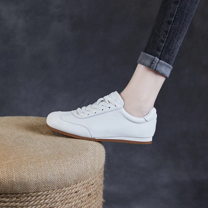 Scarpe da ginnastica da allenamento casual morbide in pelle moda minimalista da donna