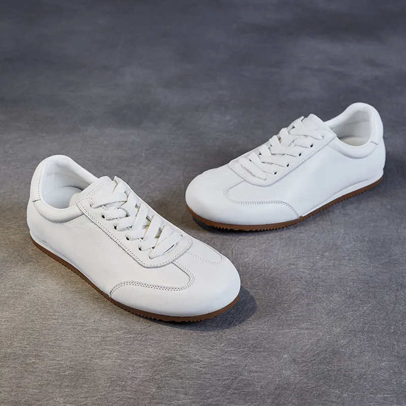 Scarpe da ginnastica da allenamento casual morbide in pelle moda minimalista da donna