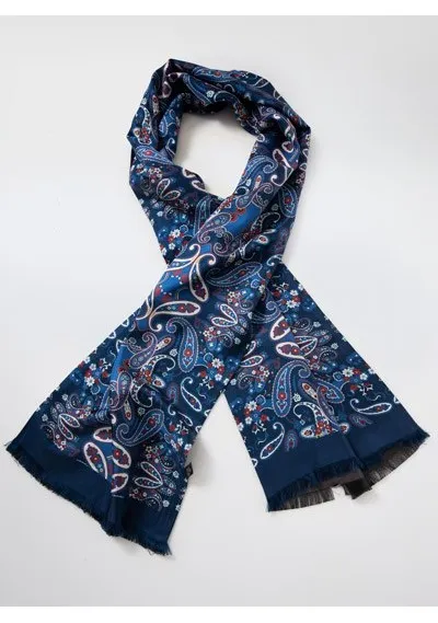 Sciarpa a cravatta con motivo Paisley Blu scuro