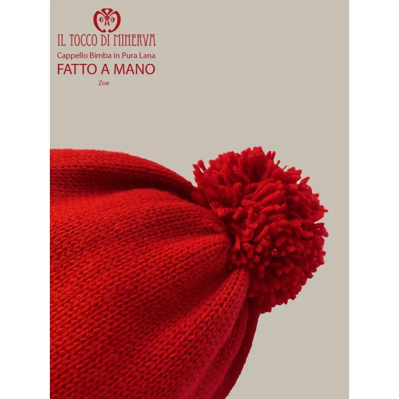 Sciarpa e cappello bimba  pura lana rosso e bianco zoe - Realizzato a Mano