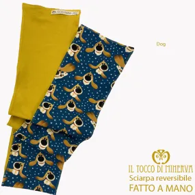 Sciarpa reversibile senape dog bimbo - Fatto a mano