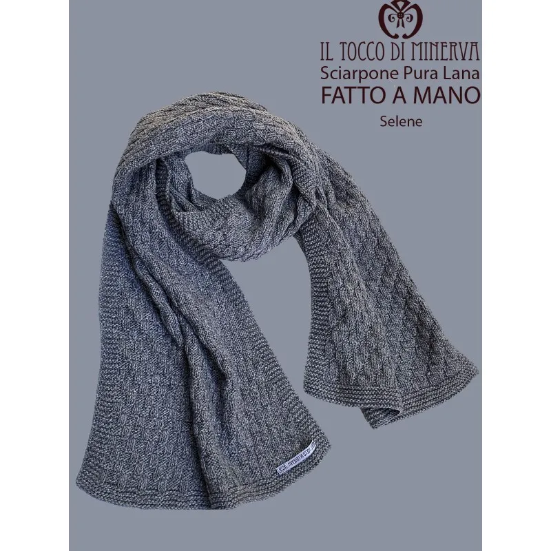 Sciarpa Unisex pura lana grigio Selene - Realizzato a Mano