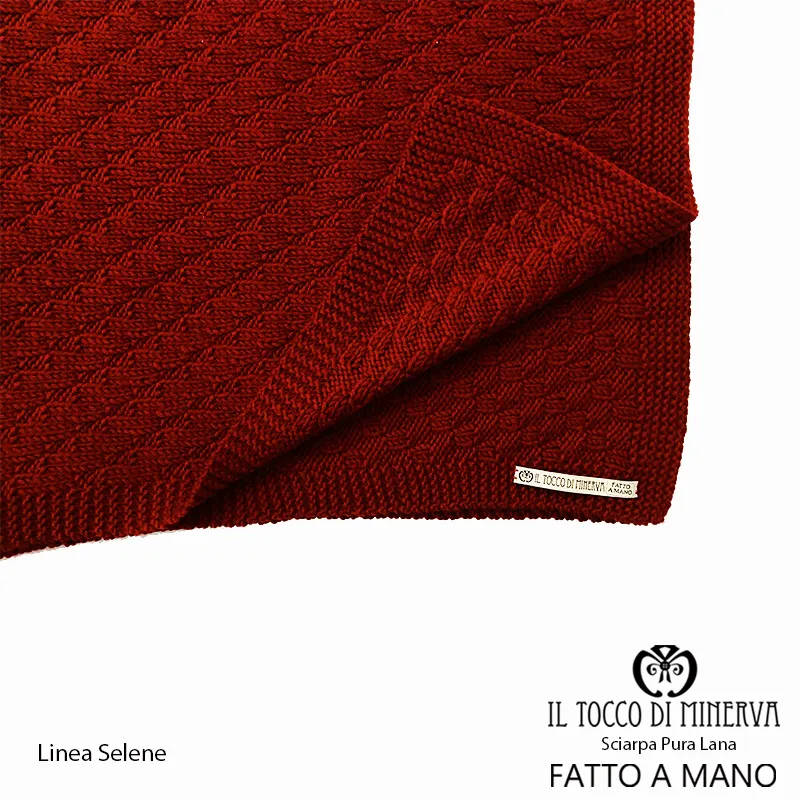 Sciarpa unisex Selene in pura lana bordeaux - Fatto a mano