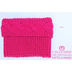 Sciarpa/Collo Lana Marica fucsia– realizzata a mano – HandMade