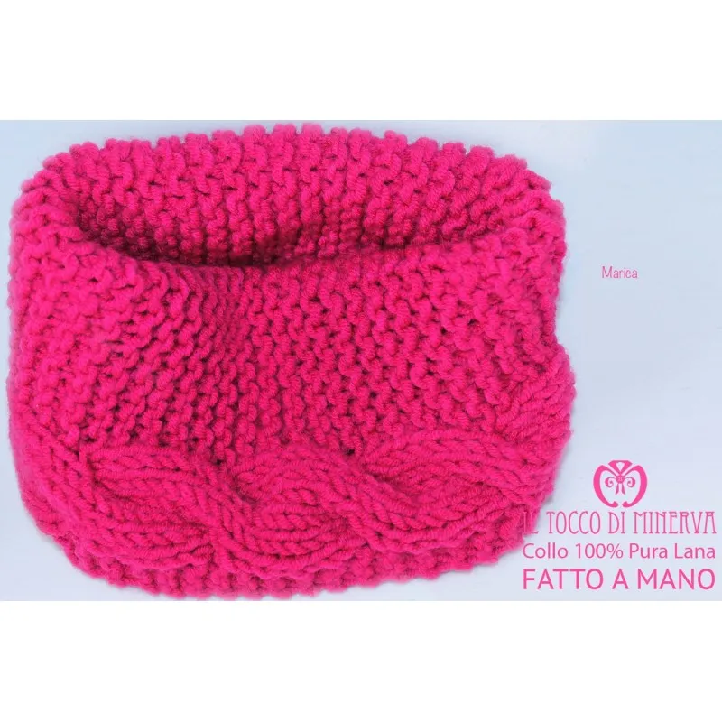 Sciarpa/Collo Lana Marica fucsia– realizzata a mano – HandMade