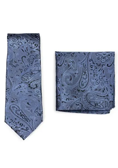 Set cravatta business e sciarpa Cavalier con motivo Paisley Azzurro