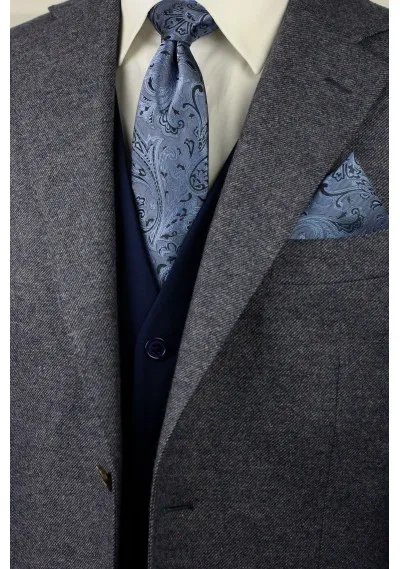 Set cravatta business e sciarpa Cavalier con motivo Paisley Azzurro