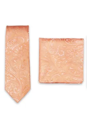 Set cravatta e sciarpa decorativa motivo Paisley Salmone