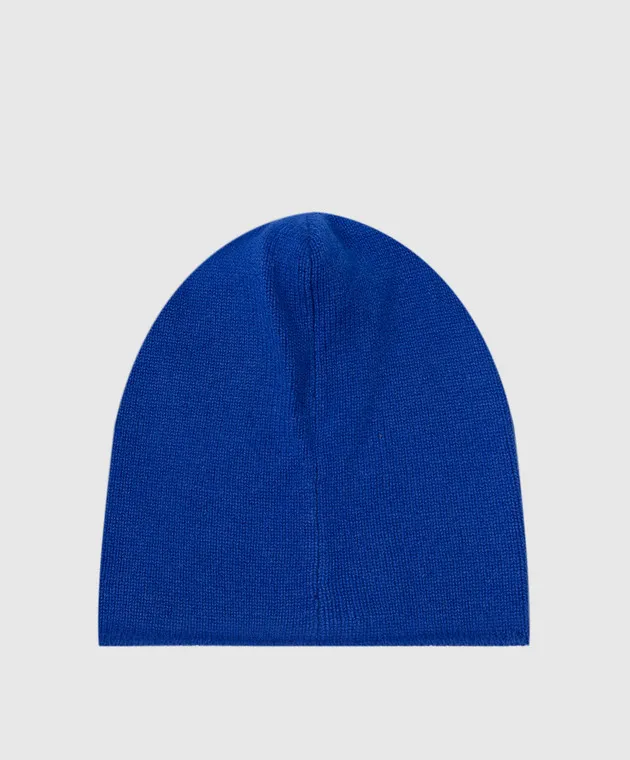 Stefano Ricci Cappello da bambino in cashmere blu con stemma YAK6S10CUFF6SA04