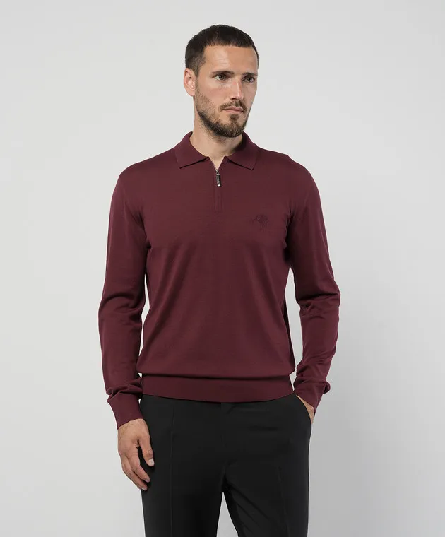 Stefano Ricci Polo in lana bordeaux con ricamo logo K303071P30F24345