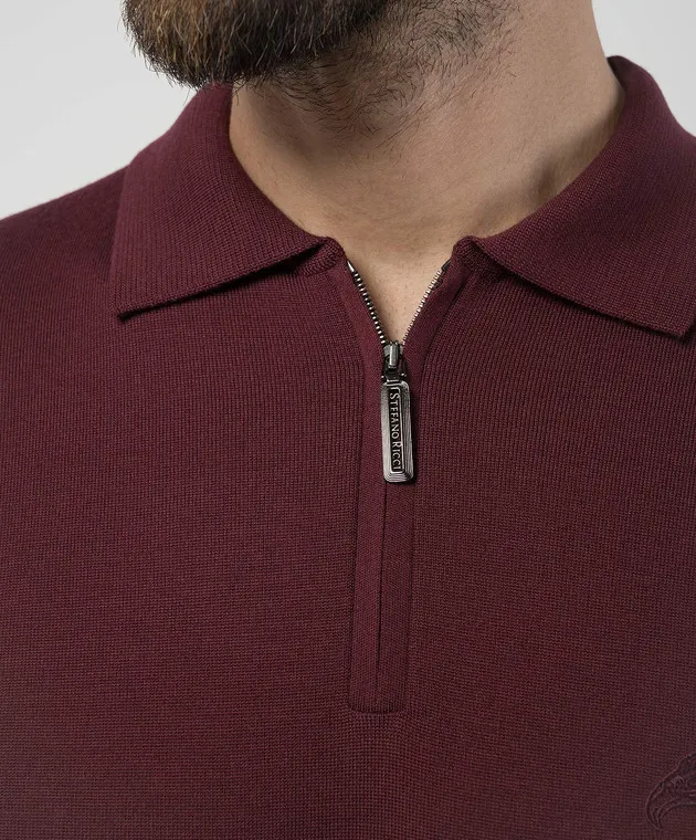 Stefano Ricci Polo in lana bordeaux con ricamo logo K303071P30F24345