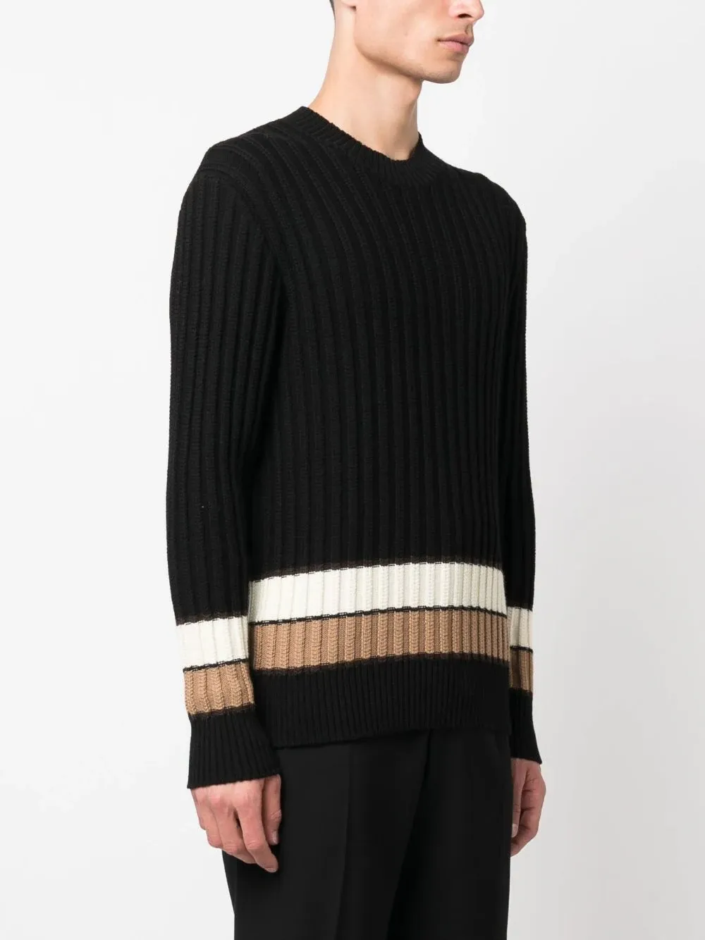 Sweater with Striped Detail / Black