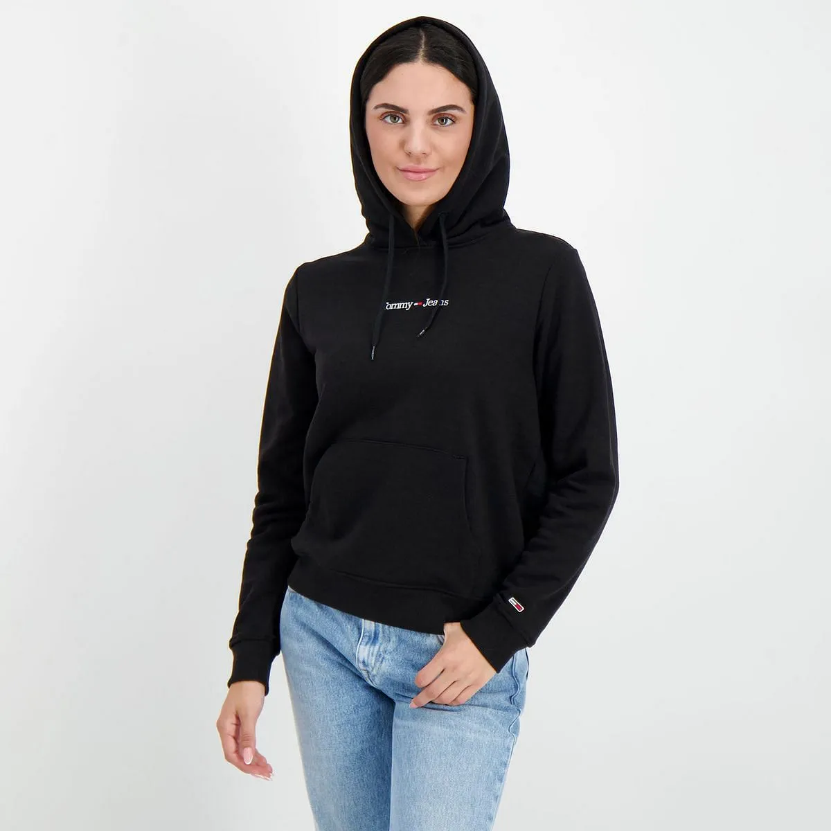      TOMMY JEANS FELPA CAPPUCCIO SERIF LINEAR LOGO DONNA  