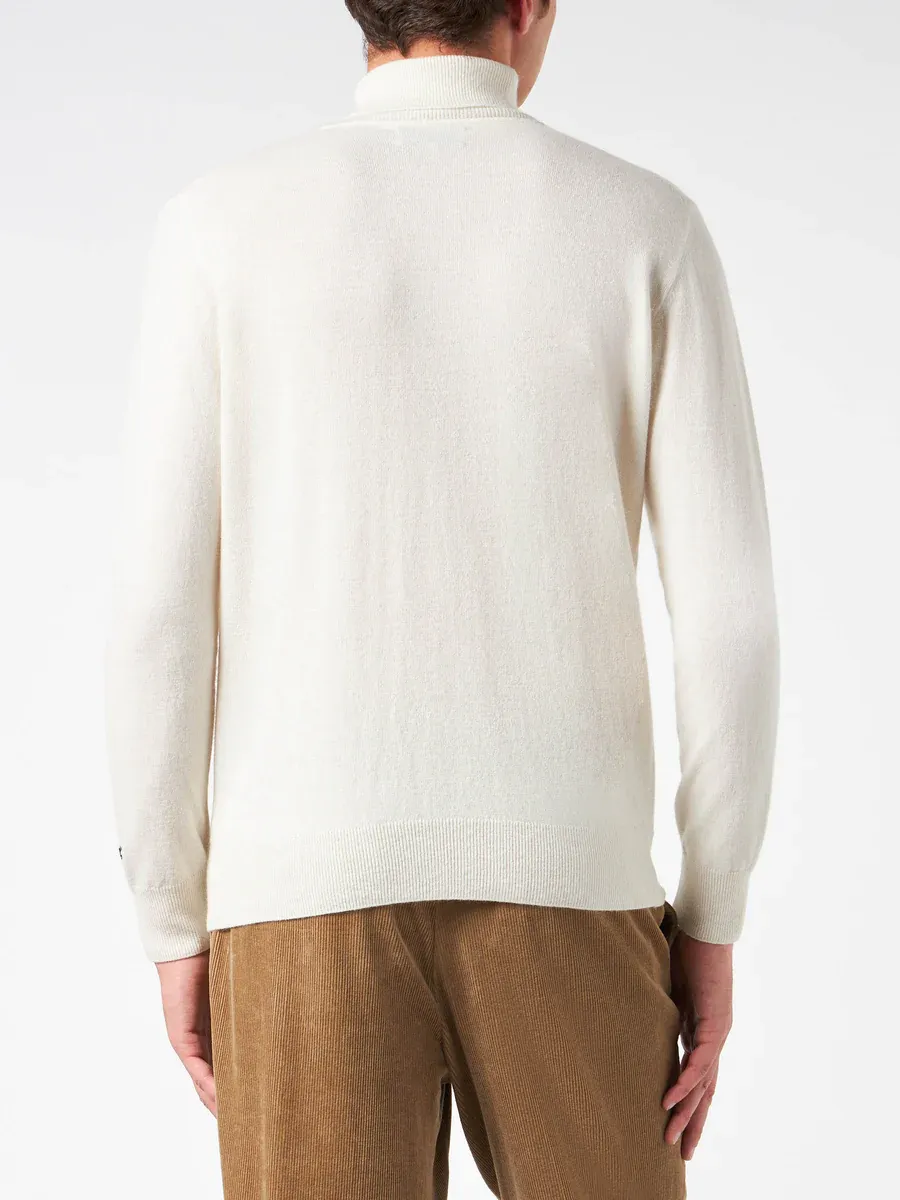 Turtleneck Sweater with Logo / White