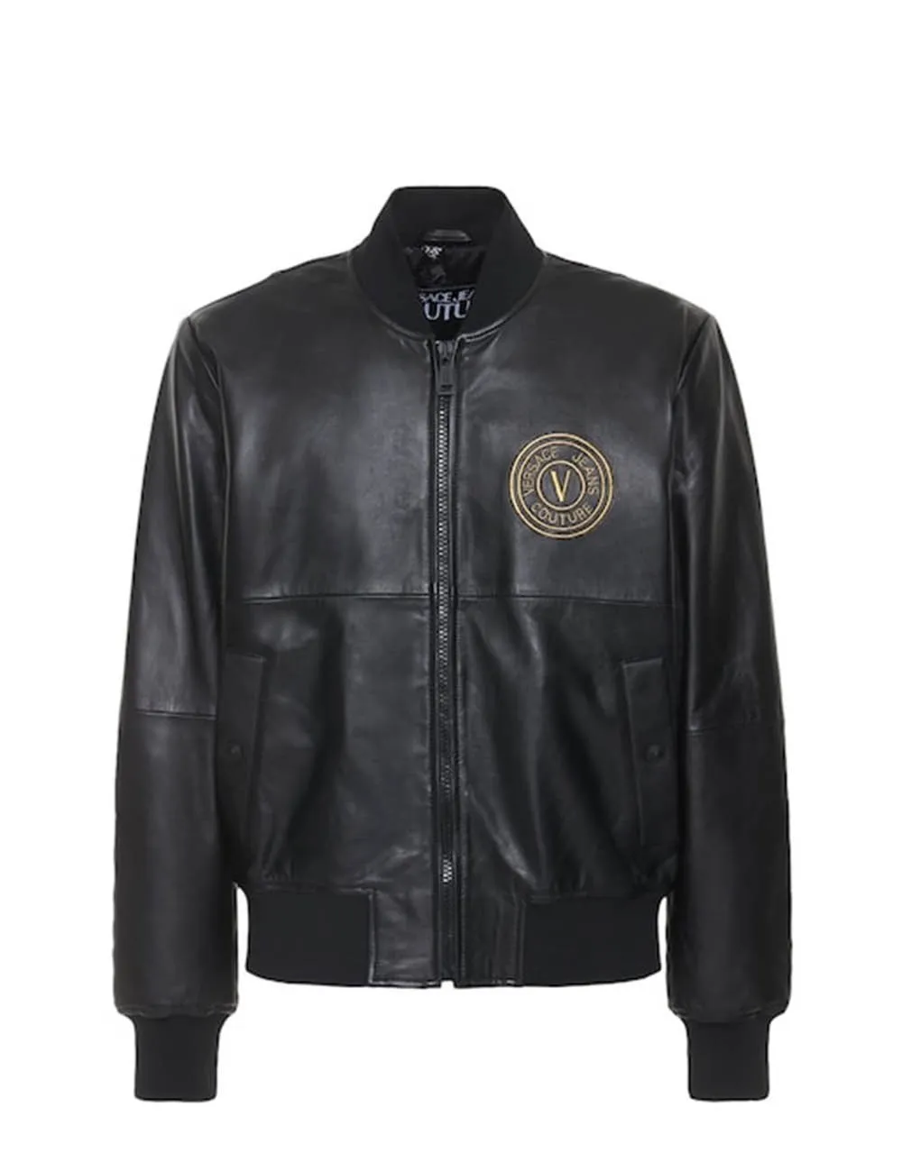 Versace Jeans Couture     Bomber V-Emblem in pelle Nero