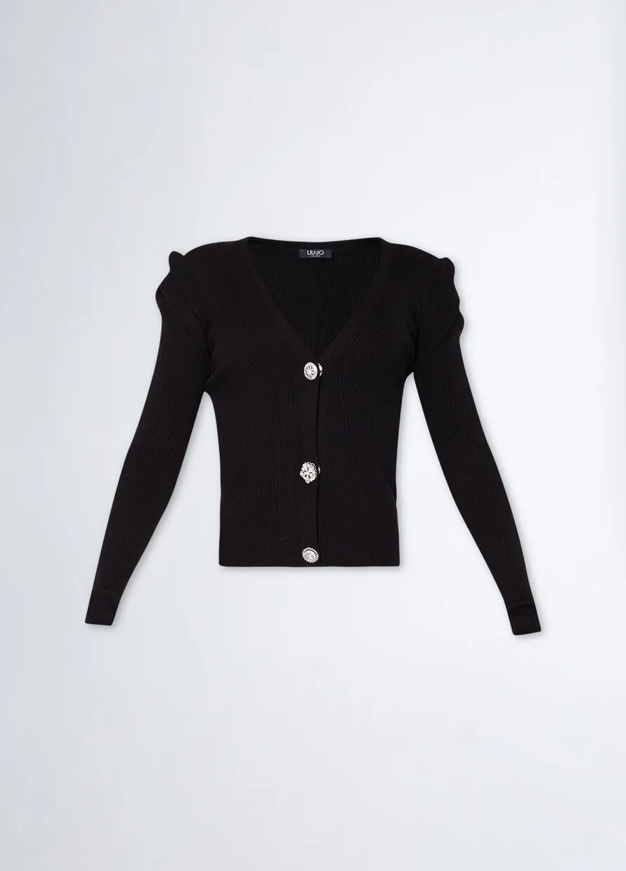 Viscose Cardigan Sweater / Black